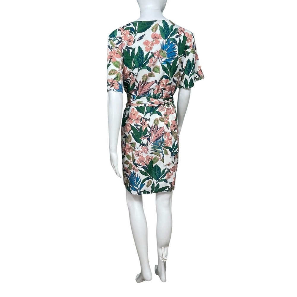 NWT XL Tropical Floral Wrap Island Beach Resort Wedding Guest Dress Short Sleeve - Picture 5 of 9